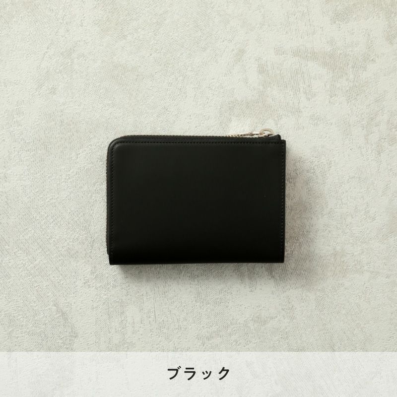 L字ファスナー二つ折り財布（コードバン） ブラック