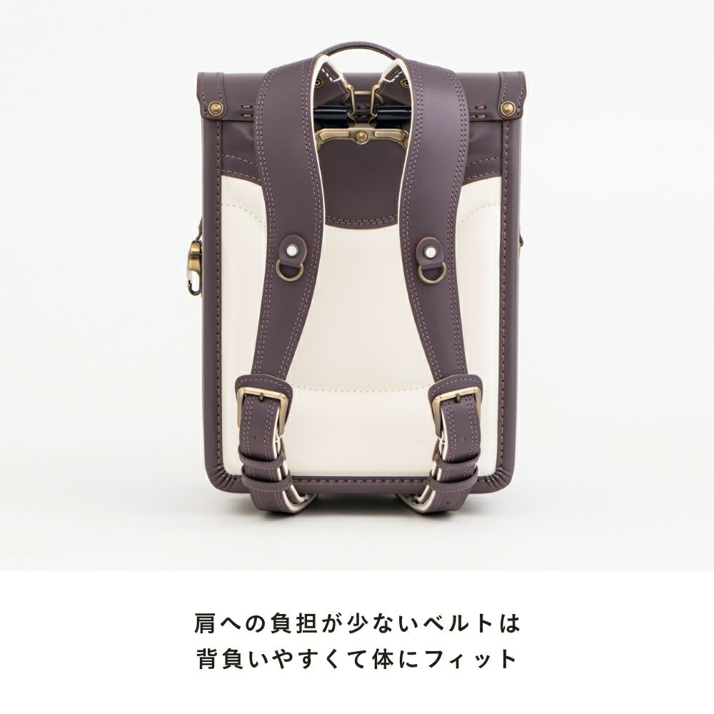 【2026年ご入学向け】香久山（牛革）スモーキーラベンダー 肩への負担が少ないベルトは背負いやすくて体にフィット