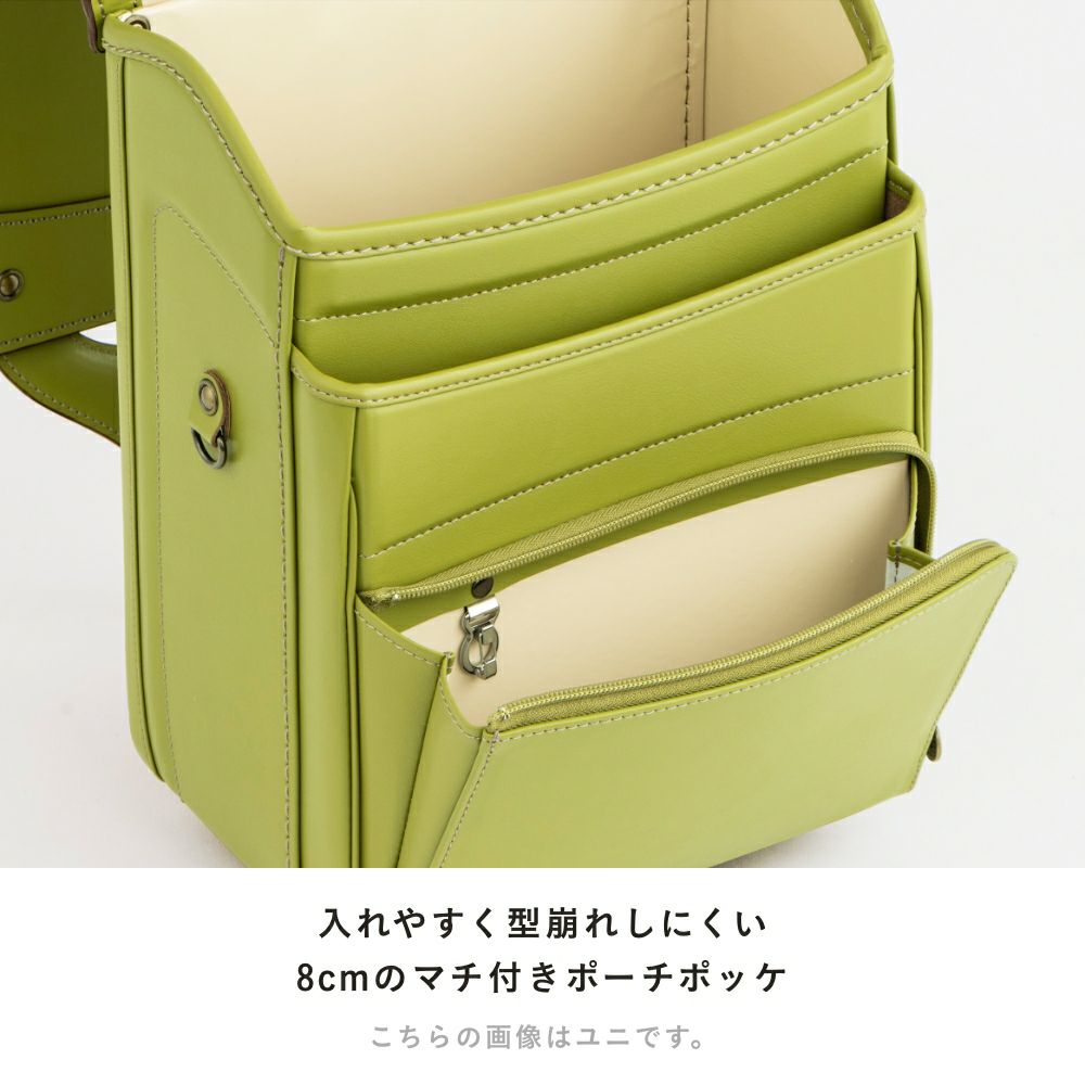 【2026年ご入学向け】ニュー・アンティーク（牛革）赤 入れやすく型崩れしにくい8cmのマチ付きポーチポッケ