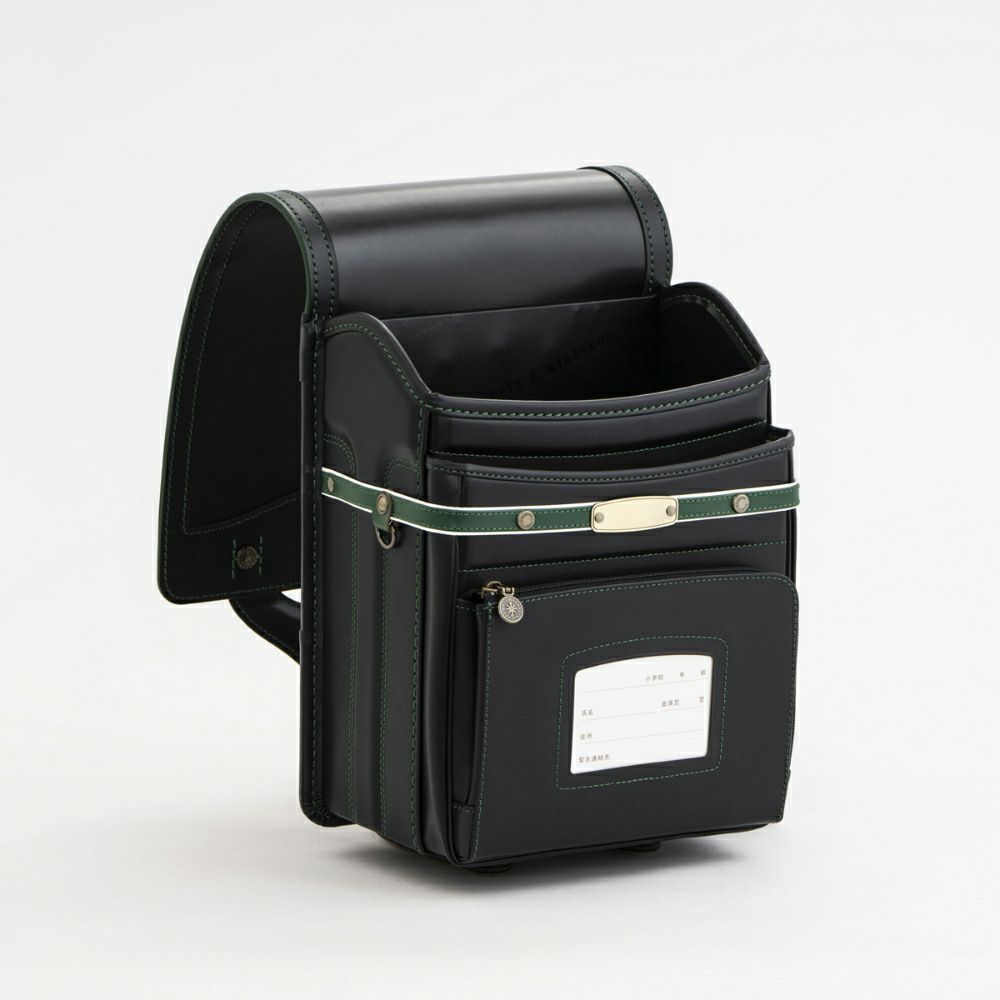 【2026年ご入学向け】レイブラック（牛革）黒×グリーン