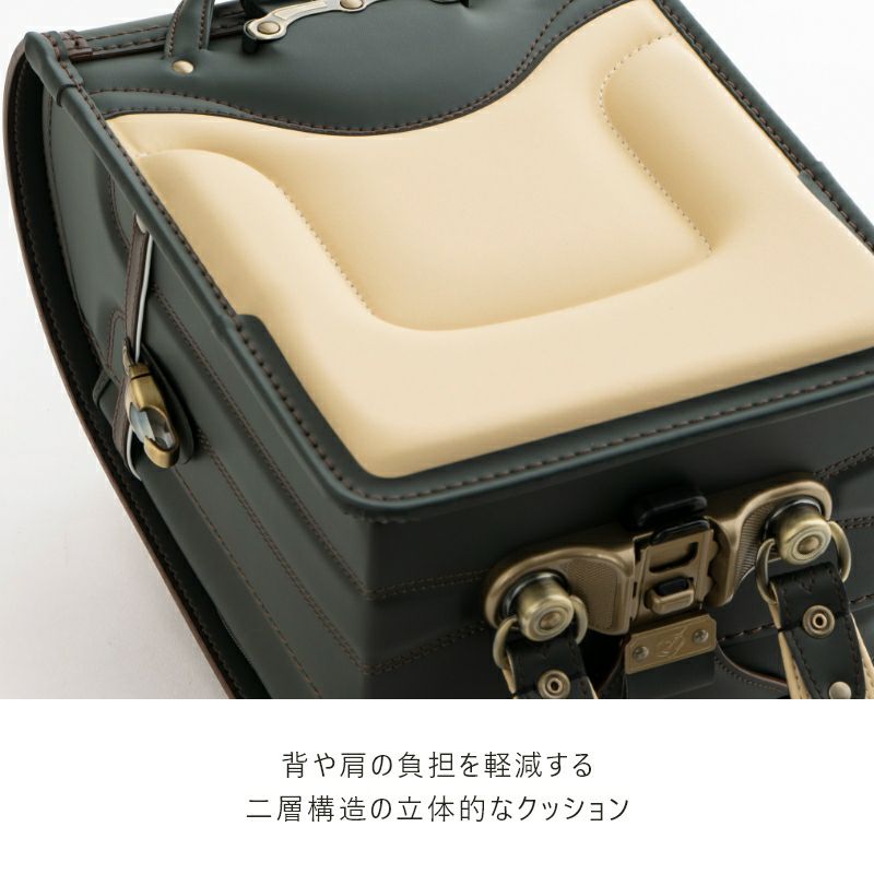 【2027年ご入学向け】ブラウニー・ノイ（人工皮革）紺　背や肩の負担を軽減する2層構造の立体的なクッション