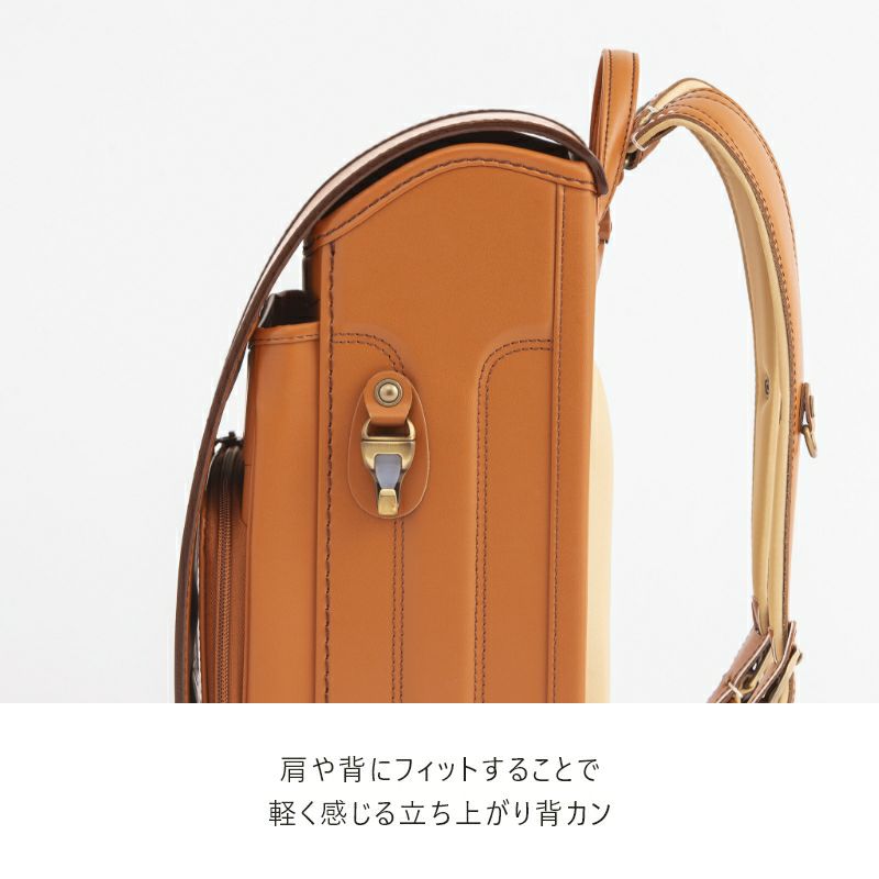 【2027年ご入学向け】ニュー・アンティーク（牛革）モスグリーン　肩や背にフィットすることで軽く感じる立ち上がり背カン