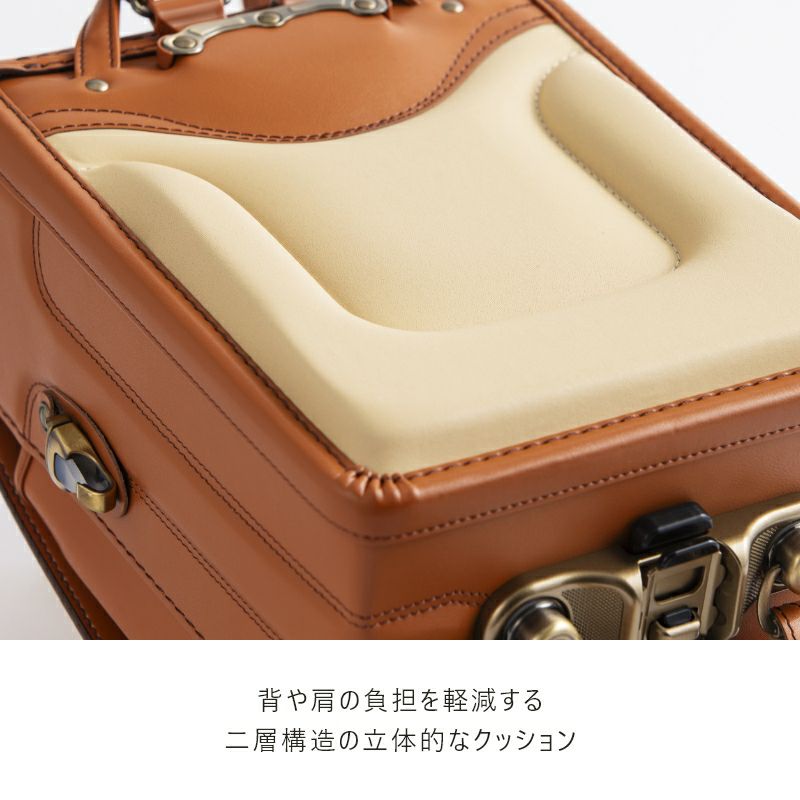 【2027年ご入学向け】ニュー・アンティーク（牛革）モスグリーン　背や肩の負担を軽減する2層構造の立体的なクッション