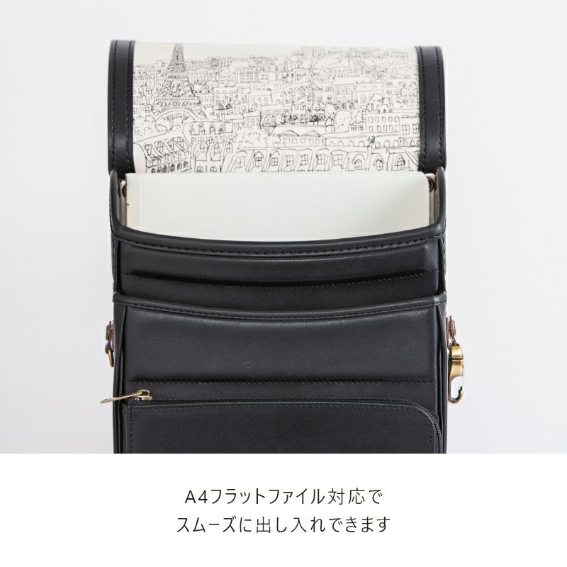 【2027年ご入学向け】アニエスベーランドセル with 鞄工房山本（牛革）ブラック　A4フラットファイル対応でスムーズに出し入れできます